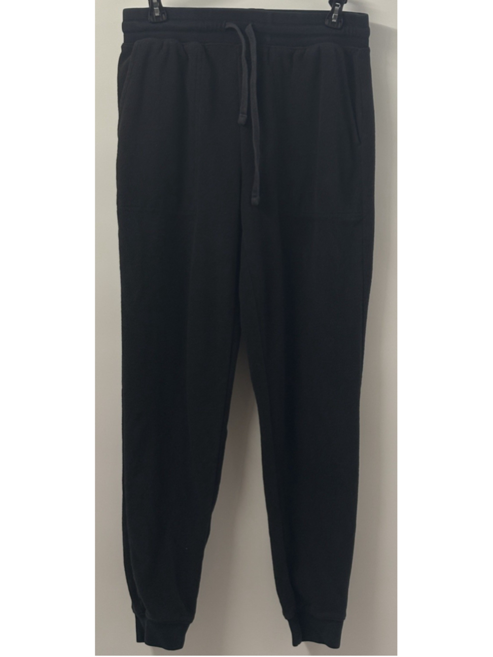 Lands' End Women XS Black Fleece Jogger Pants Drawstring Sweatpants Pocket